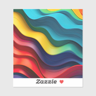 Wavy Regenbogenfarben Custom Cut Vinyl Sticker