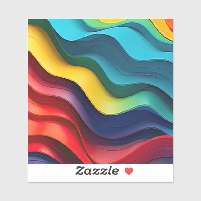 Wavy Regenbogenfarben Custom Cut Vinyl Sticker (Blatt)