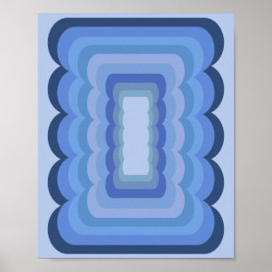 Wavy Retro Abstrakt Blue Poster