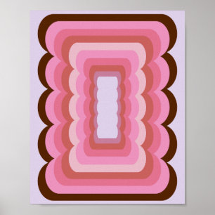 Wavy Retro Abstrakt rosa Poster