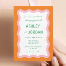 Wavy Retro farbenfroher 70er Hochzeit Probe Dinner