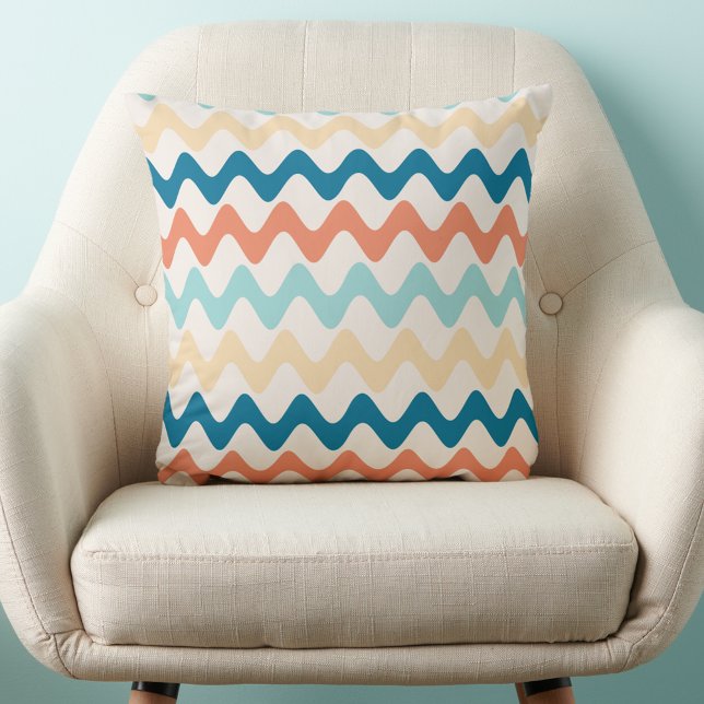 Wavy Retro farbige Rick Rack Design Theme Kissen (Von Creator hochgeladen)