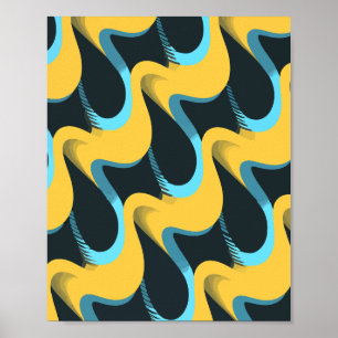 Wavy Retro Muster mit fetten Farben Poster