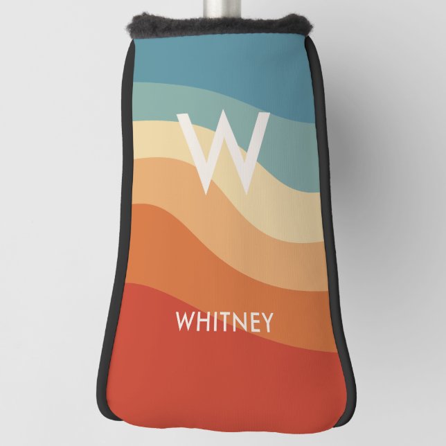 Wavy Retro Strip Monogram Personal Golf Headcover (Rotieren 90)