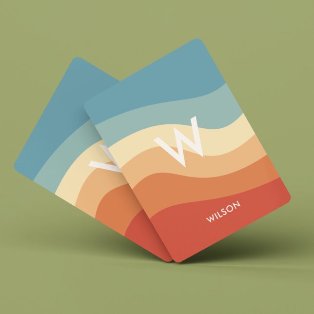 Wavy Retro Strip Monogram Personal Spielkarten (Von Creator hochgeladen)