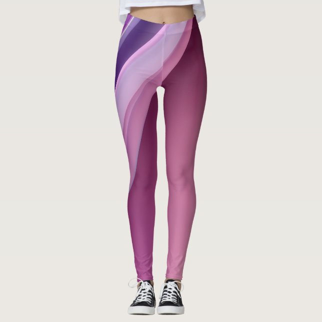 Wavy-Rosa- und Lavendelfarben Leggings (Vorderseite)
