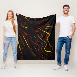 Wavy rote goldene lange Striche auf dunklem Hinter Fleecedecke