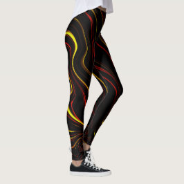 Wavy rote goldene lange Striche auf dunklem Hinter Leggings