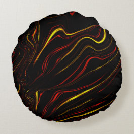 Wavy rote goldene lange Striche auf dunklem Hinter Rundes Kissen