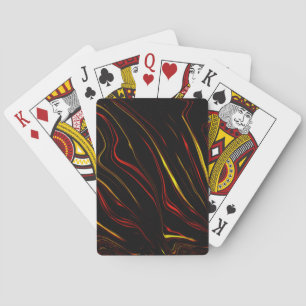 Wavy rote goldene lange Striche auf dunklem Hinter Spielkarten