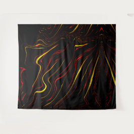 Wavy rote goldlange Spuren auf schwarzem Hintergru Wandteppich