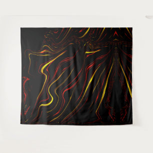 Wavy rote goldlange Spuren auf schwarzem Hintergru Wandteppich