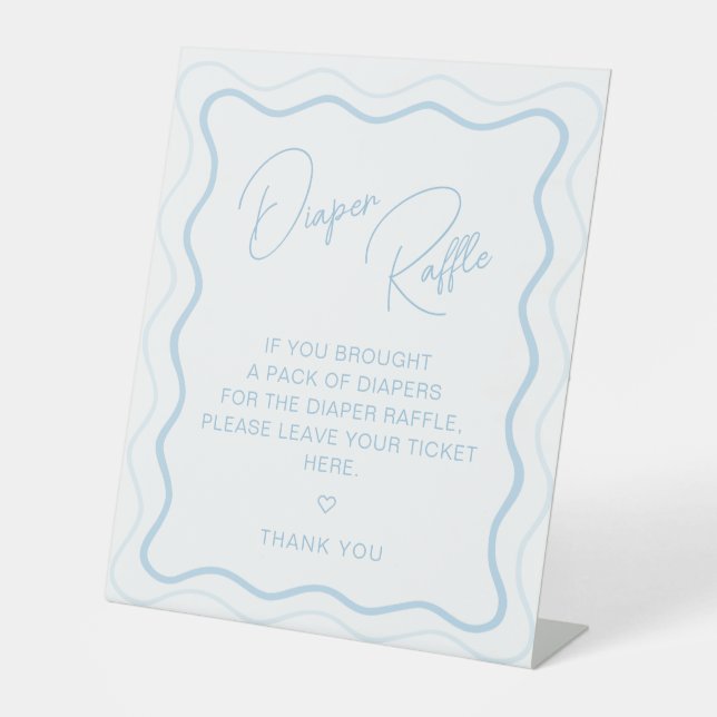 Wavy Scallop Retro Baby Boy Duschdusche Windelwann Sockelschild (Vorderseite)