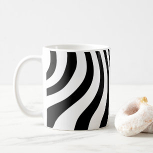 Wavy Schwarz-Weiß Streifen Muster Café Tasse