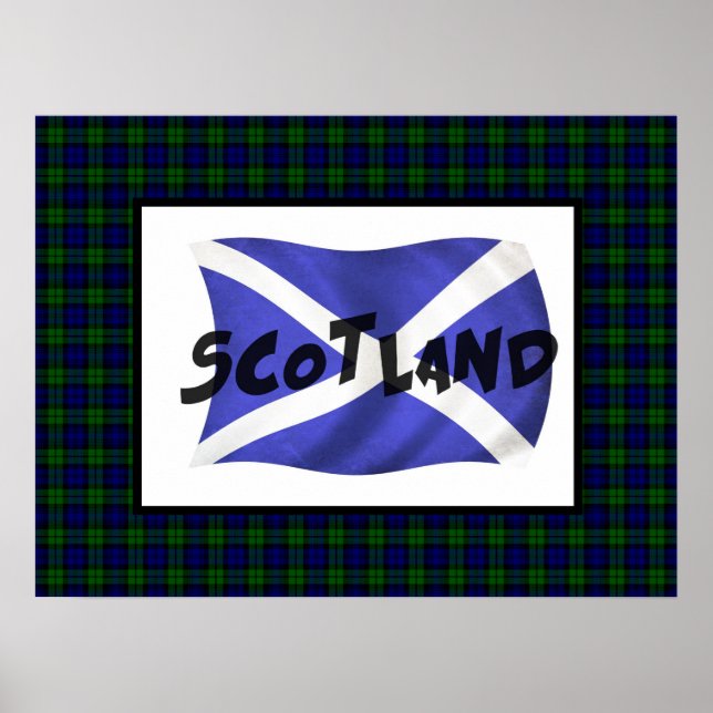 Wavy Scotland Flag und Tartan Poster (Vorne)
