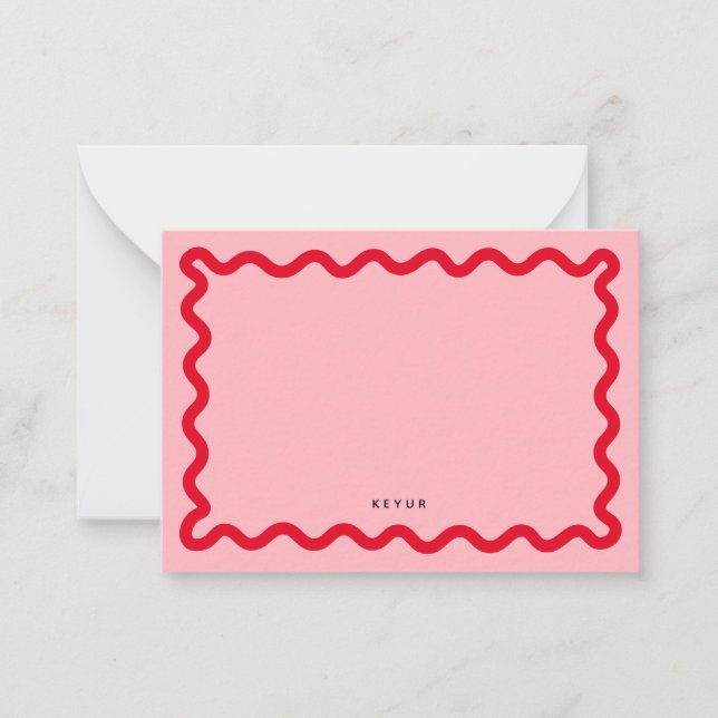 Wavy Simple Stationery Note Card Mitteilungskarte (Vorderseite)