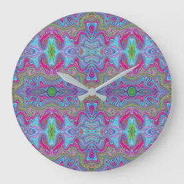 Wavy Sky Blue Multicologe Trippy Muster Große Wanduhr