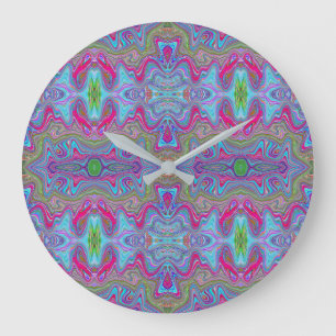 Wavy Sky Blue Multicologe Trippy Muster Große Wanduhr
