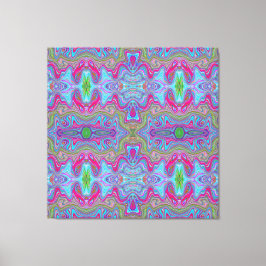 Wavy Sky Blue Multicologe Trippy Muster Leinwanddruck