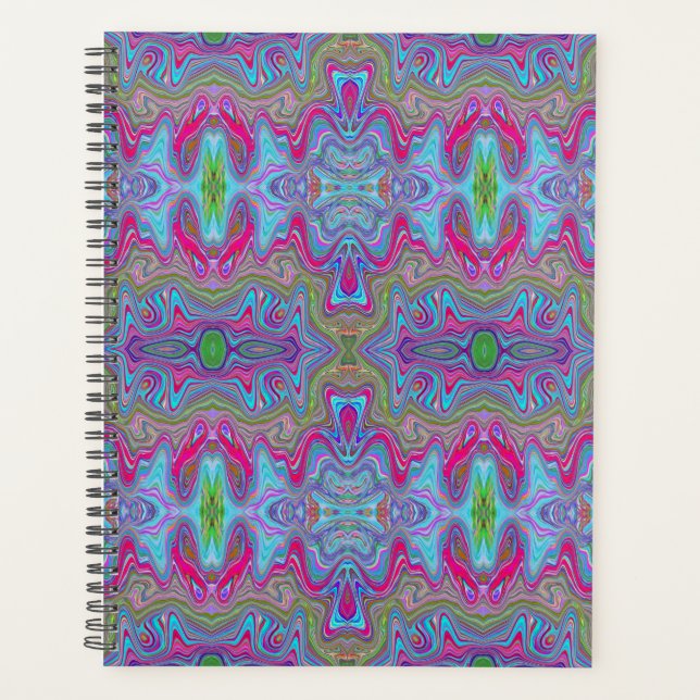 Wavy Sky Blue Multicologe Trippy Muster Planer (Vorderseite)