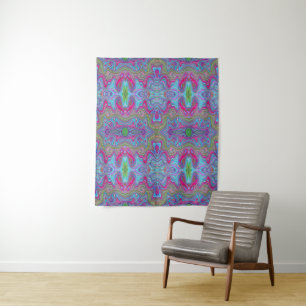 Wavy Sky Blue Multicologe Trippy Muster Wandteppich