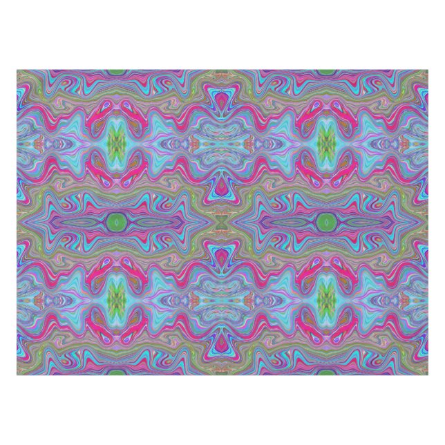 Wavy Sky Blue Multicolored Trippy Pattern Tischdecke (Vorderseite (Horizontal))
