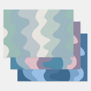 Wavy Strip farbenfrohe Retro Earthy Gift Geschenkpapier Set