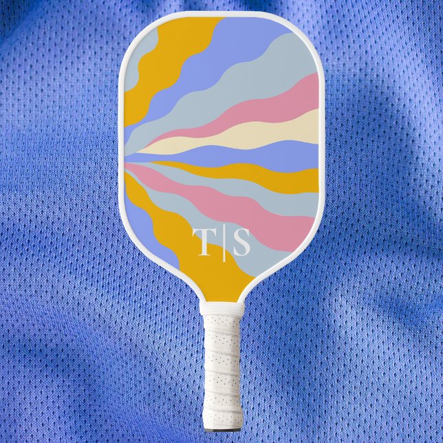 Wavy Stripe Monogram 80s Personalized Initials Pickleball Schläger (Wavy Stripe Monogram 80s Personalized Initials Pickleball Paddle
)