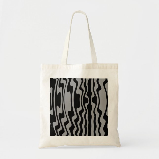 Wavy Stripe - Schwarz und Mittelgrau Tragetasche (Vorne)