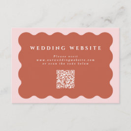 Wavy Terracotta & Blush Wedding Website QR Code Begleitkarte