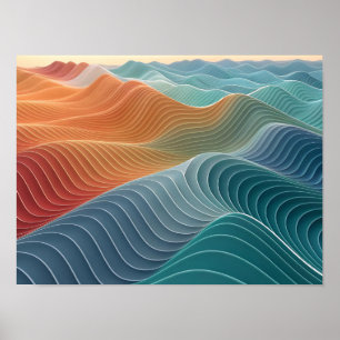 Wavy Topographic Lines in 3D Poster
