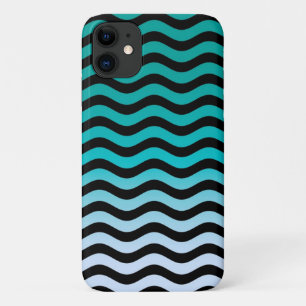 Wavy Turquoise Stripes iPhone 11 Hülle