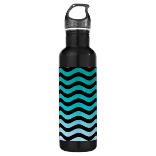 Wavy Turquoise Stripes Edelstahlflasche
