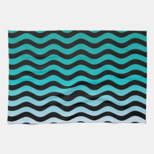 Wavy Turquoise Stripes Handtuch
