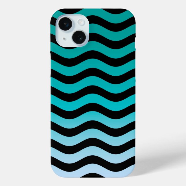 Wavy Turquoise Stripes Pattern Case-Mate iPhone Hülle (Rückseite)