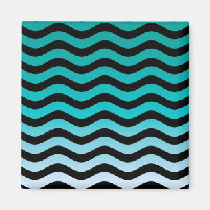 Wavy Turquoise Stripes Pattern Magnet