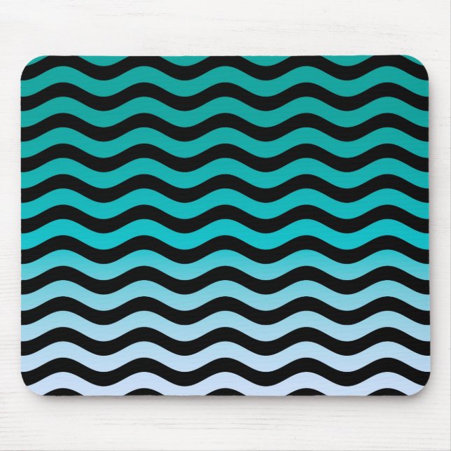 Wavy Turquoise Stripes Pattern Mousepad (Vorne)