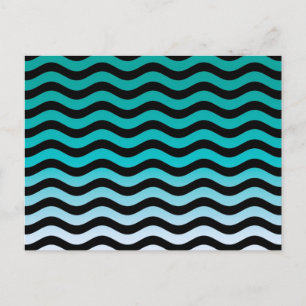 Wavy Turquoise Stripes Pattern Postkarte