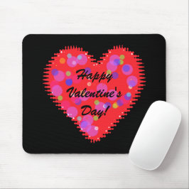 Wavy Valentine's Day Heart and Circles Maus Pad Mousepad