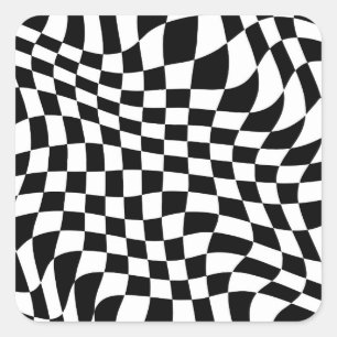 Wavy Warted Black and White Karos Quadratischer Aufkleber