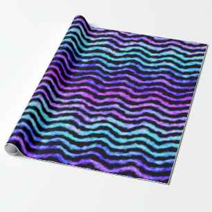 Wavy Wasserfarbe - cyan und lila : Geschenkpapier