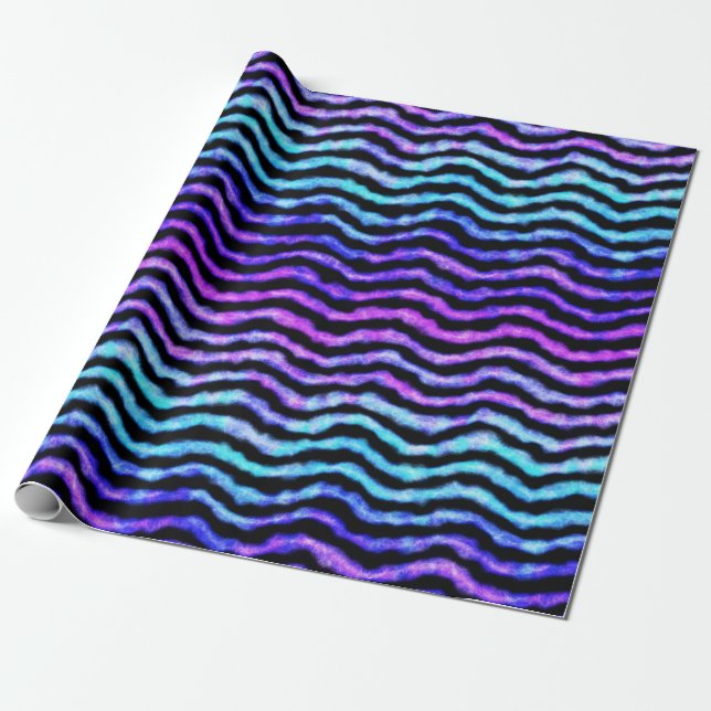 Wavy Wasserfarbe - cyan und lila : Geschenkpapier (Ungerollt)
