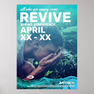 Wavy Waters Jesus Fish Poster