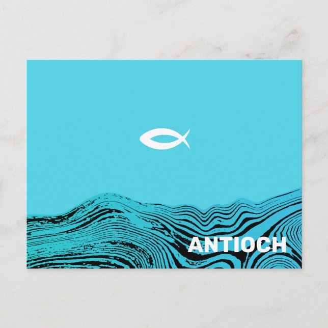 Wavy Waters Jesus Fish Postkarte (Vorderseite)