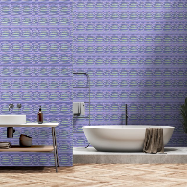 Wavy Waves Blue Small Repeat Tapete (Badezimmer)