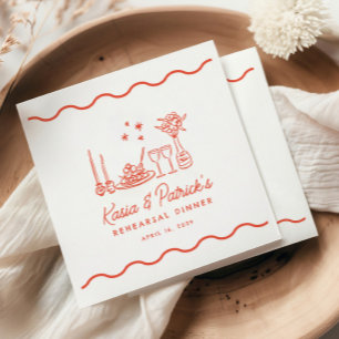 Wavy Whimsical Italian Doodle Probe Dinner Serviette