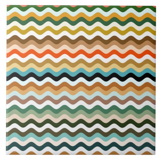 Wavy Zigzag Multicolor Muster Fliese (Vorderseite)