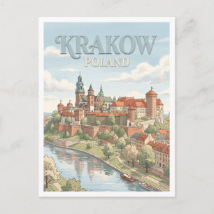 Wawel Schloss Krakau Polen Postkarte