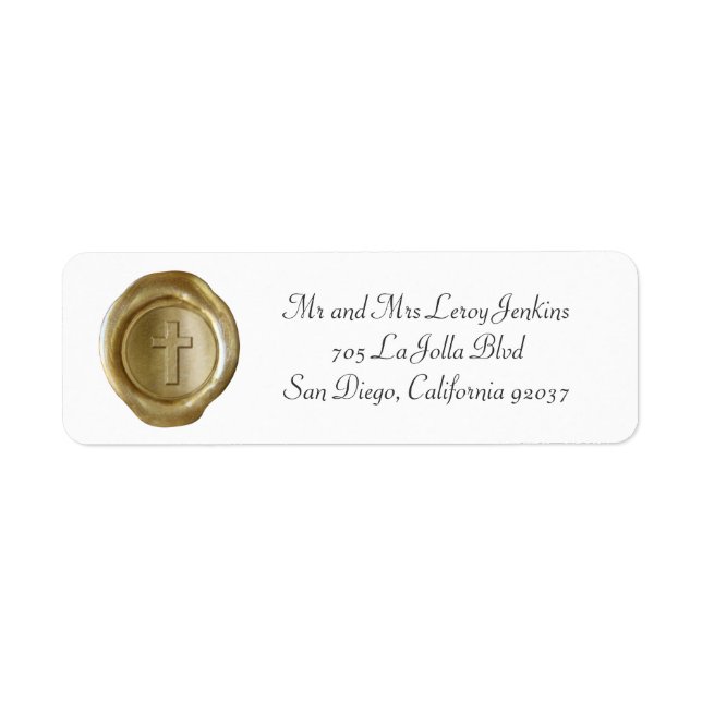 Wax Monogram Address Labels - Gold Cross1 (Vorne)