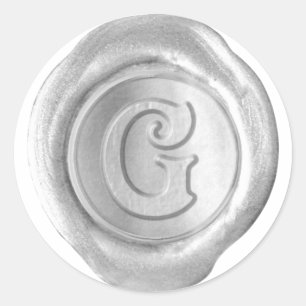Wax Seal Monogram - Silver - Victorian G - Runder Aufkleber